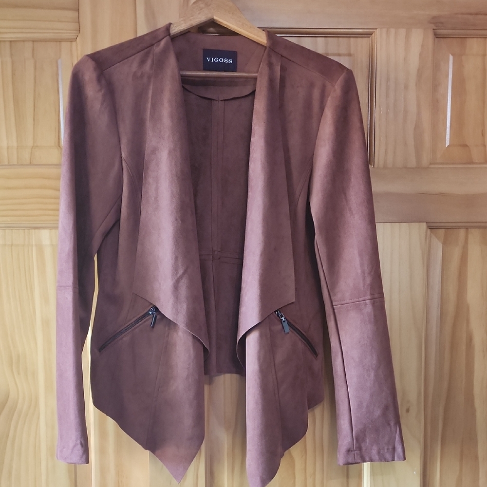 Vigoss Women's Rust Suede Feel, Dry Clean, Waterfall Blazer